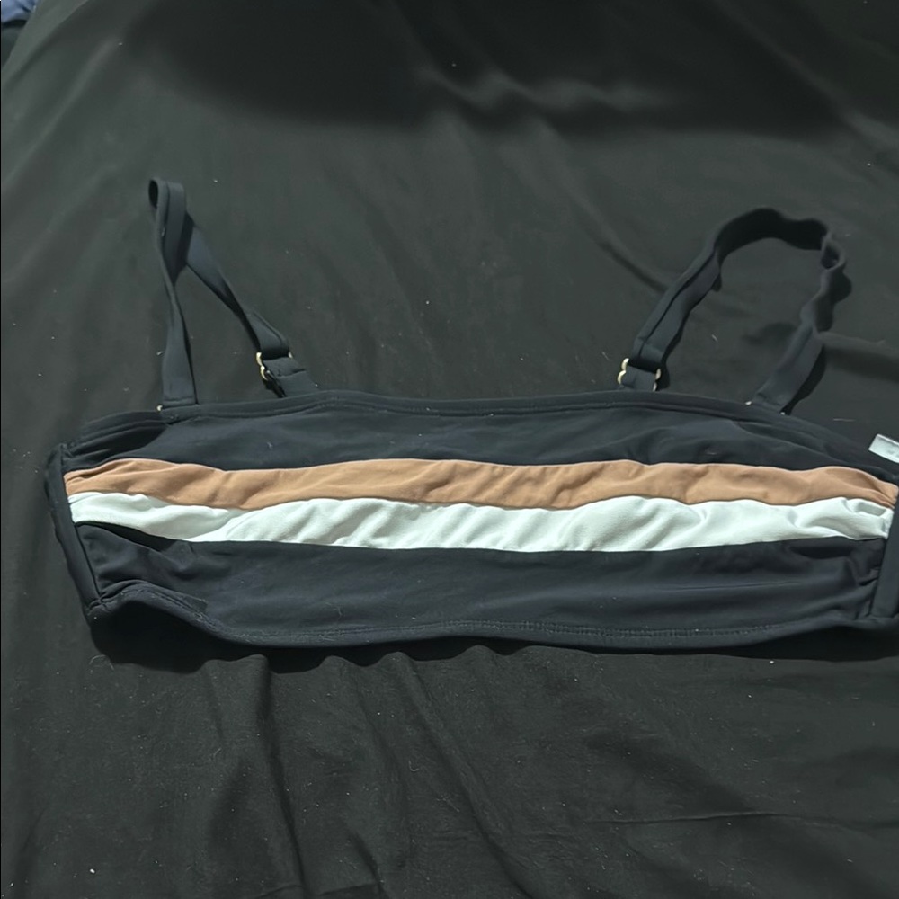 Stylish Black and Tan Women's Swim Top